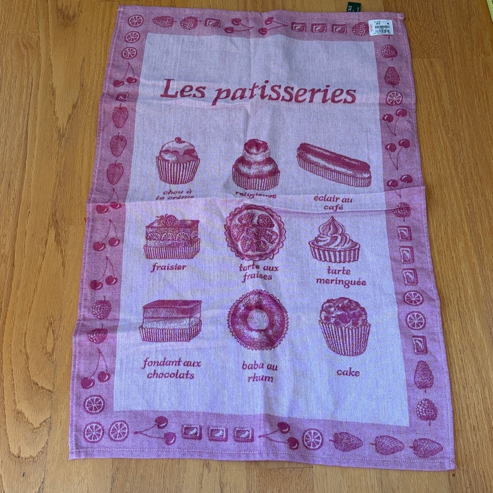 Coucke Red Les Patisseries Kitchen Towel NWT